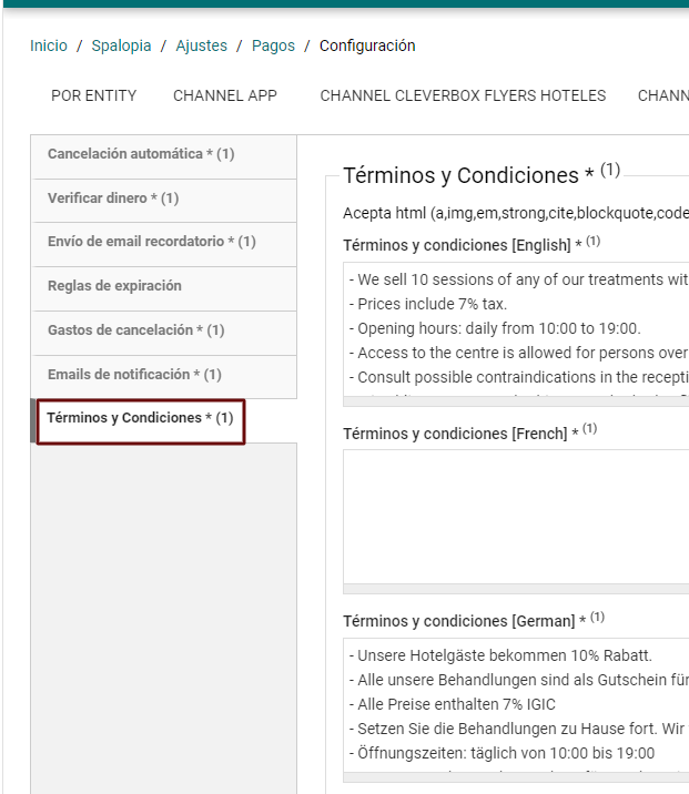 ¿Cómo editar los Términos y condiciones?